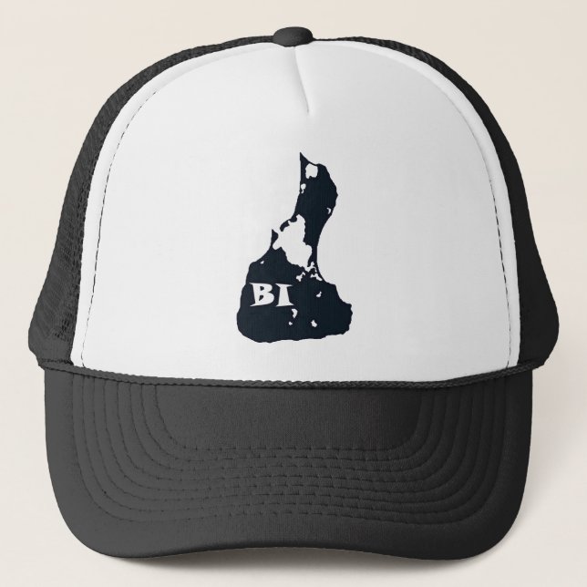 Block Island BI Island Shape Trucker Hat (Front)