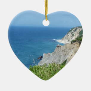 Block Island Bluffs - Block Island, Rhode Island Ceramic Tree Decoration
