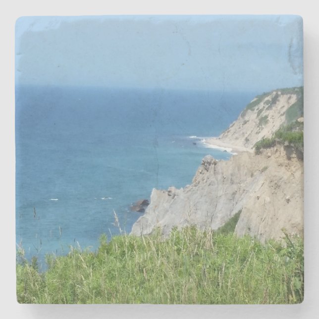 Block Island Bluffs - Block Island, Rhode Island Stone Coaster (Front)