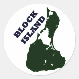 Block Island Diagonal Text Classic Round Sticker