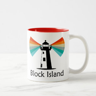 Block Island Lighthouse Rainbow Two-Tone Coffee Mug