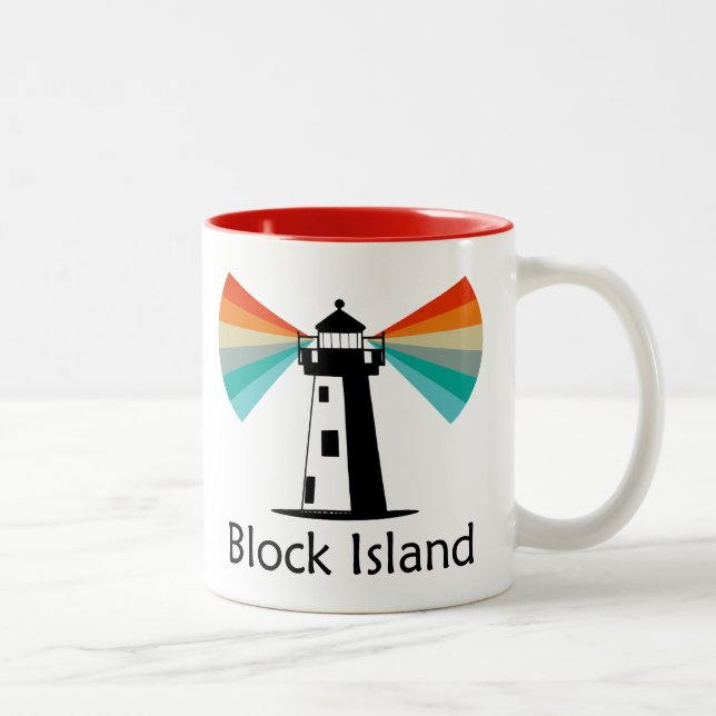Block Island Lighthouse Rainbow Two-Tone Coffee Mug (Right)