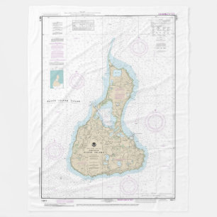 Block Island Nautical Chart 13217 Fleece Blanket