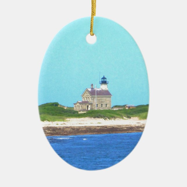 Block Island North Light Ceramic Tree Decoration (Front)