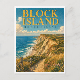 Block Island Rhode Island Mohegan Bluffs GeoSaga Postcard