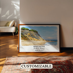 Block Island Rhode Island Poster, Watercolor Poster