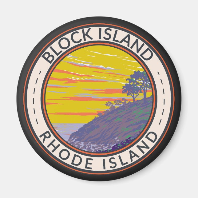 Block Island Rhode Island Travel Art Vintage Magnet (Front)