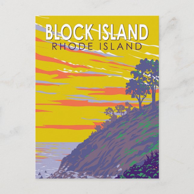 Block Island Rhode Island Travel Art Vintage Postcard (Front)