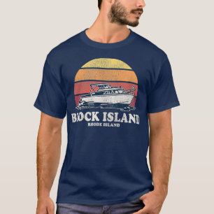Block Island RI Vintage Boating 70s Retro Boat T-Shirt