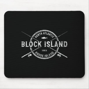 Block Island Ri Vintage Crossed Fishing Rods  Mouse Mat