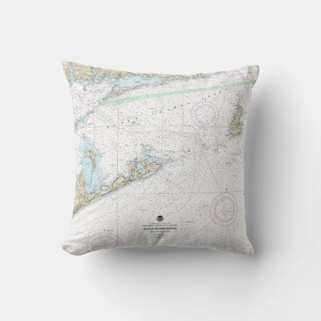 Block Island Sound and Approaches Nautical Chart Cushion (Front)