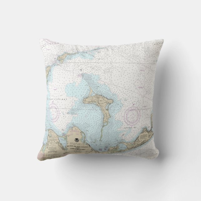 Block Island Sound and Gardiners Bay Chart Cushion (Back)