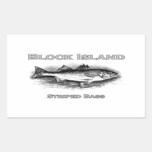Block Island Vintage Striped Bass Logo Rectangular Sticker