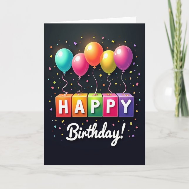 Block Letter Birthday Card (Front)