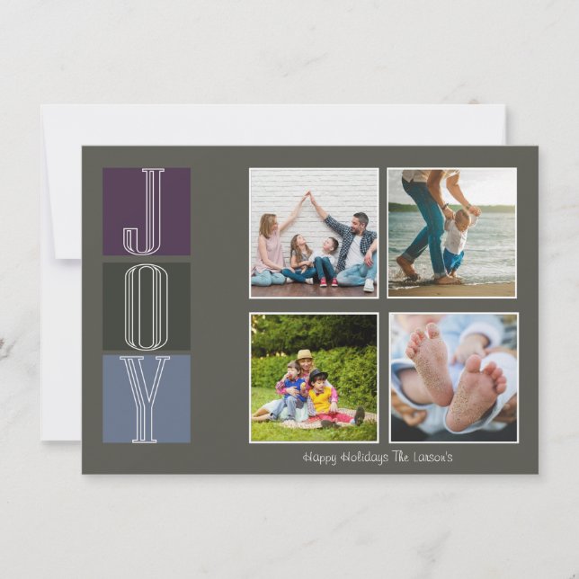 Block Letter Christmas Joy Photo Holiday Card (Front)