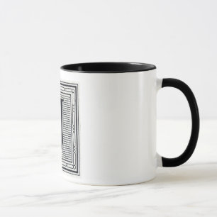 Block Letter "J" Woodcut Woodblock Inital Mug