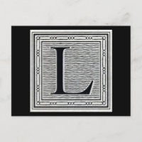 Block Letter "L" Woodcut Woodblock Inital