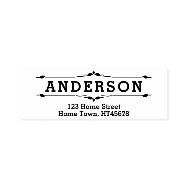 Block Letter Ornamental Return Address Self-inking Stamp (Design)