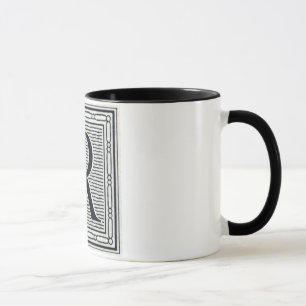 Block Letter "R" Woodcut Woodblock Inital Mug