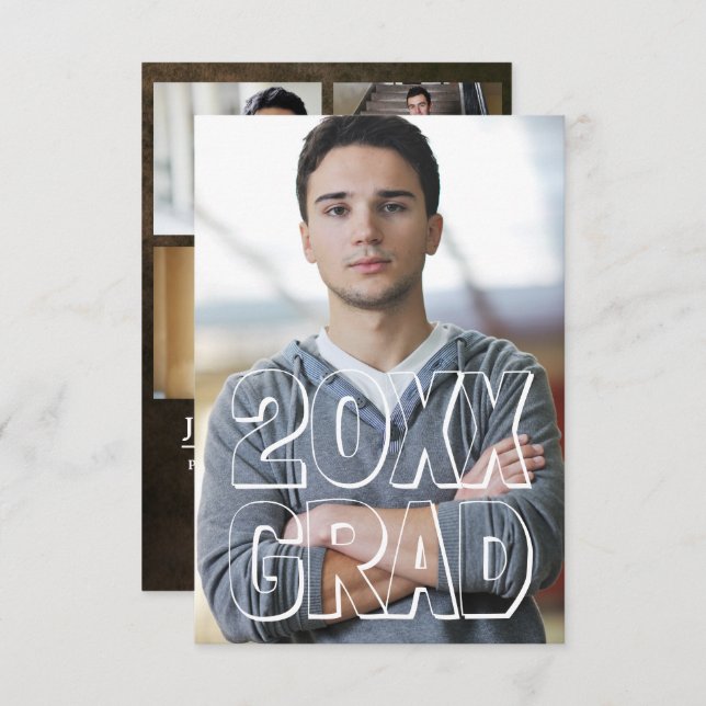 Block Letters Leather 3x5- Graduation Announcement (Front/Back)