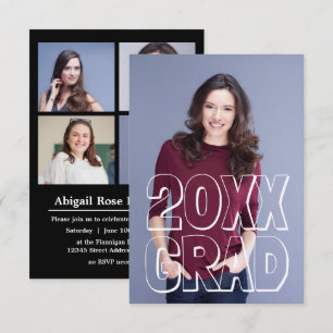 Block Letters White - 3x5 Graduation Announcement