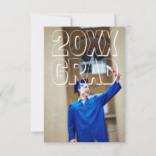 Block Letters White - 3x5 Graduation Announcement