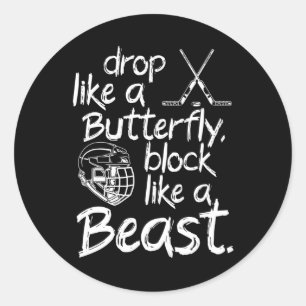 Block like a beast ice hockey classic round sticker