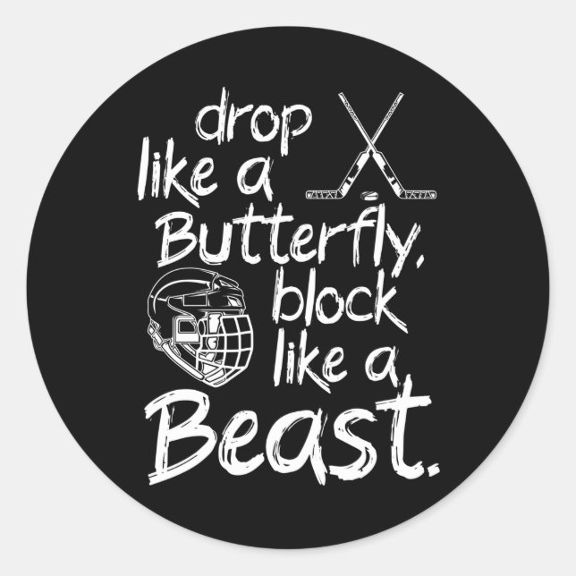 Block like a beast ice hockey classic round sticker (Front)