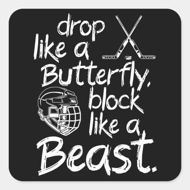 Block like a beast ice hockey square sticker (Front)