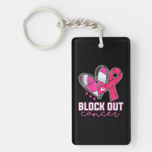 Block Out Cancer Volleyball Player Breast Cancer Key Ring