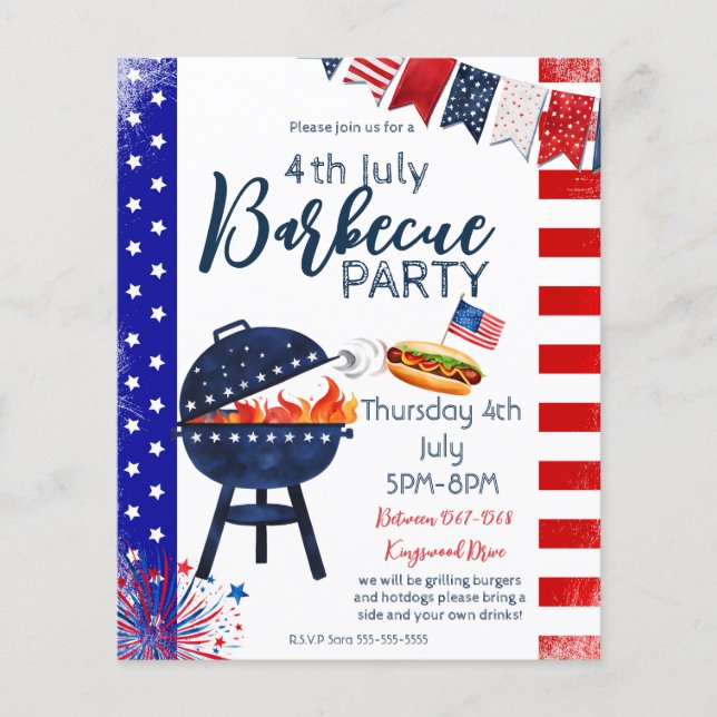 block party 4th July BBQ street party neighbour  P Flyer (Front)