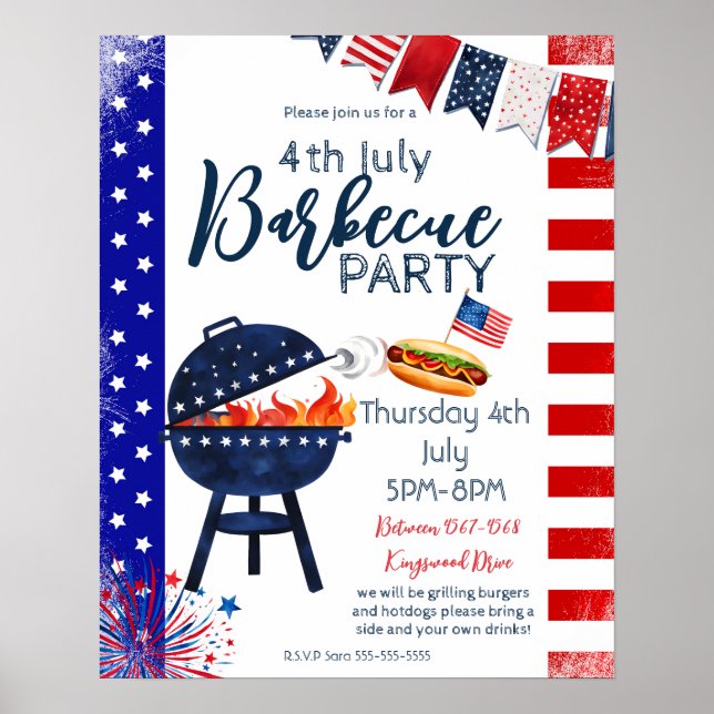 block party 4th July BBQ street party neighbour  P Poster (Front)
