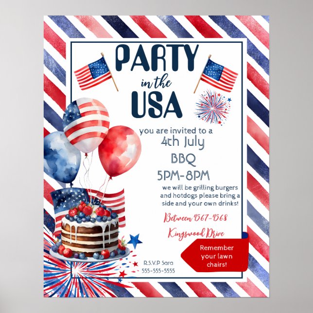 block party 4th July BBQ street party neighbour  Poster (Front)