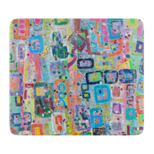 Block Party 6 x 7 Deco Glass Cutting Board