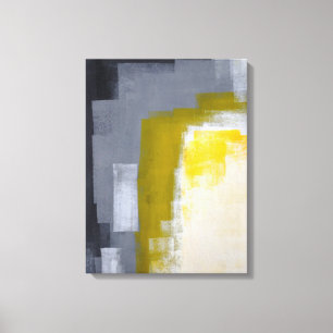 'Block Party' Grey and Yellow Abstract Art Print