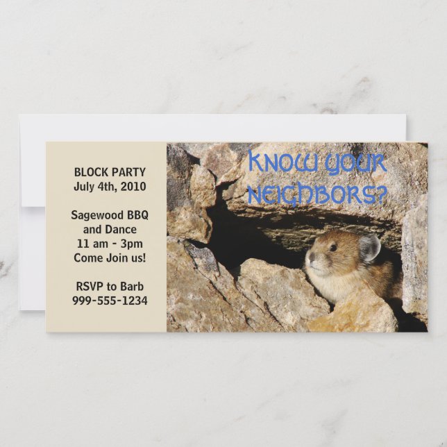 Block Party Humourous Invite (Front)
