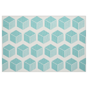 Block Pattern 02 - Light Blue Green on White Fabric