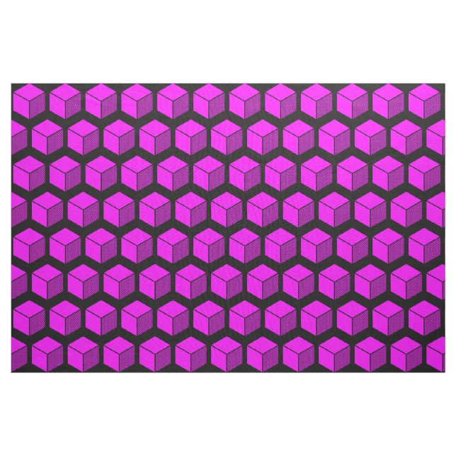 Block Pattern 02 - Magenta on Black Fabric (Yard)