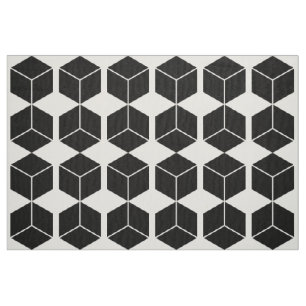 Block Pattern - Black on White Fabric