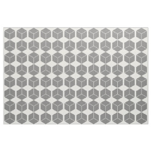Block Pattern - Grey on White Fabric