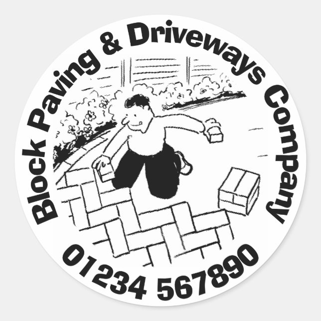 Block Paving and Driveways Workers Classic Round Sticker (Front)