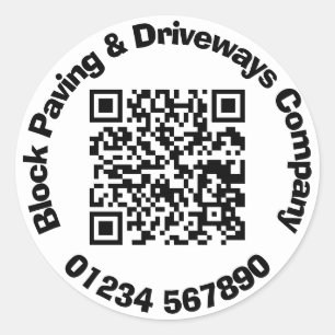Block Paving and Driveways Workers with QR Code Cl Classic Round Sticker