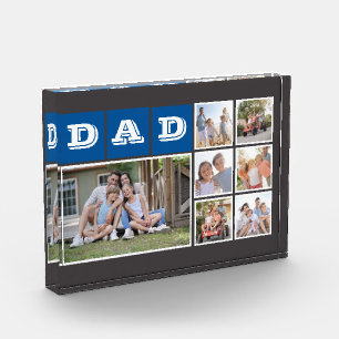 Block Photo Collage DAD   Grey Blue Photo Block