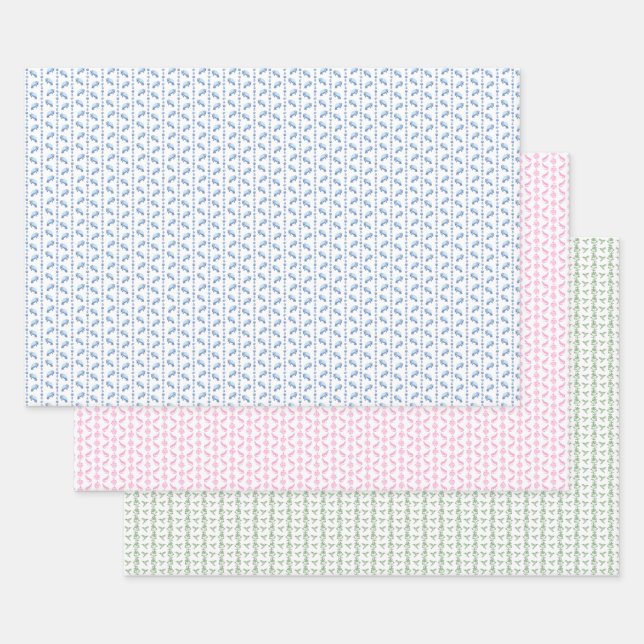 Block Print Animal Wrapping Paper (3) (Set)