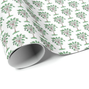 Block Print Christmas Palmetto Wrapping Paper
