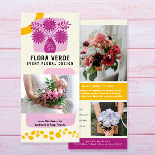 Block Print Flower Creative Marketing Rack Card