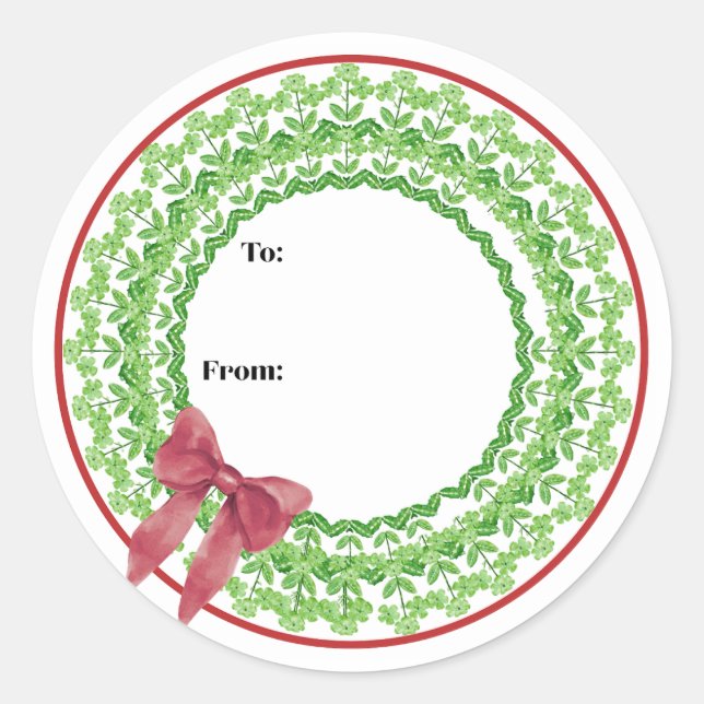 Block Print Flower Wreath Sticker (Front)
