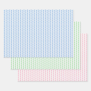 Block Print Flowers Wrapping Paper