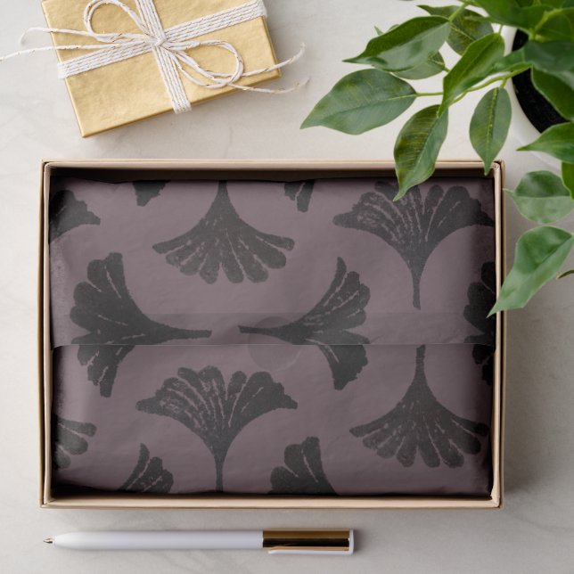 Block Print Gingko pattern - dusty grape Tissue Paper (Gift)