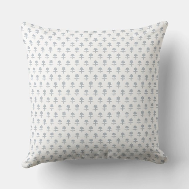 Block print inspired light blue  cushion (Back)